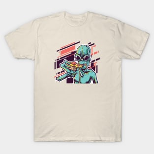 Alien Eating Pizza T-Shirt